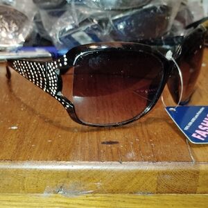 Foster Grant Black Sunglasses with Rhinestone Detail